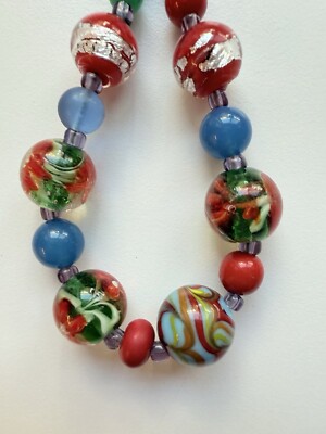 Glass Lamp Work Bead Necklace (2722)