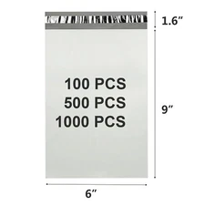 6"x9" Poly Mailers Shipping Envelopes Self Sealing Plastic Mailing Bags White