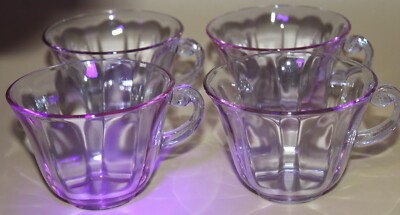 Fostoria Wisteria Lafayette Lavender Tea/Coffee Cups (Set of 4) Neodymium Glass