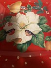 XMAS Reverse RED Decoupage THICK Lg.Glass Platter. Holidays /birds/snow/Flower — photo 5