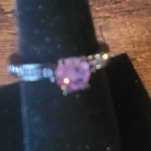OKT Lilac Stones Engagement Ring Set 2 Engagement & Wedding Band Sz 10 Titanium - Picture 4 of 7