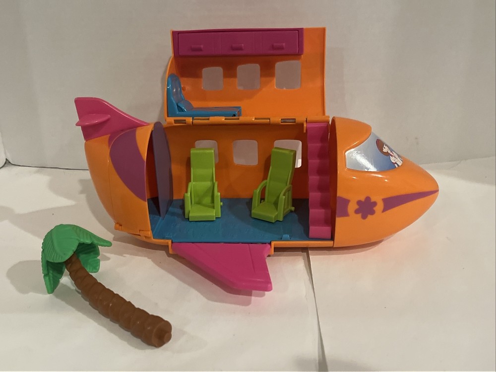 Polly Pocket Orange Groovy Getaway Jet Airplane W/ Palm Tree Vintage 2002 Mattel