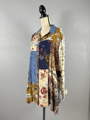 JOHN MARK NWT Artsy Boho Tunic Top Blouse Shirt Art to Wear Mixed Prints 2X NWT - Picture 2 of 8