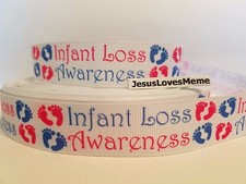 Grosgrain Ribbon Infant Loss Awareness Baby Feet Medical Hospital Doctor 7/8"