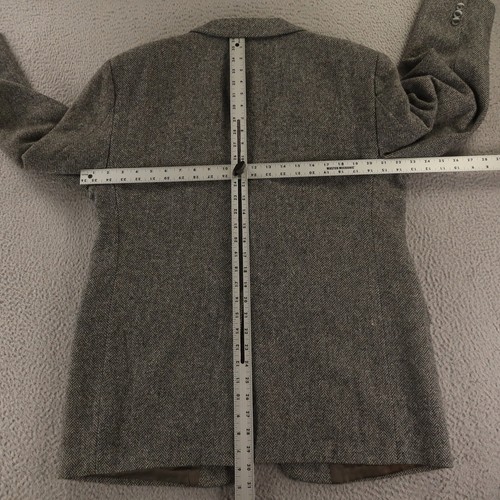 VTG Tweed Jacket M Gray Herringbone 100% Wool Blazer Sport Coat 42R - Picture 8 of 14