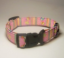Wet Nose Designs Mini Easter Egg Pastel Stripes Dog Collar Spring Pink Blue