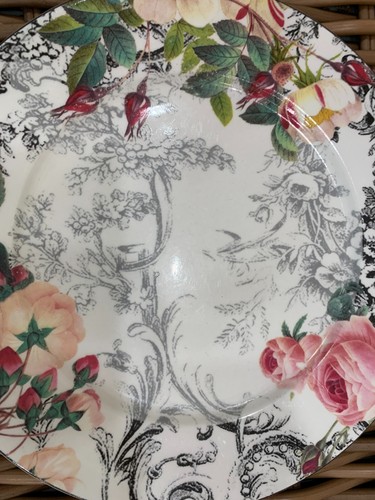 American Atelier Rose Toile Dinner Plate 10 1/2" Platter #5232 - Picture 6 of 6
