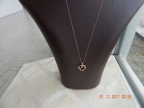 10k yellow gold natural ruby and diamond heart pendant on 18" chain TGW 1.5 - Picture 2 of 12