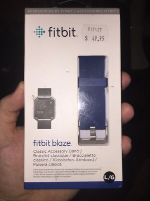 Genuine Fitbit Blaze Classic Accessory Band Blue Size Large New/Sealed
