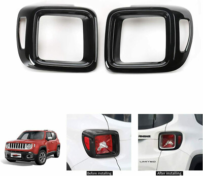 Tail Light Cover Guard Rear Lamp Frame Trim for 2016-22 Jeep Renegade Black
