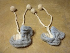 Vintage 1970 Infant Baby Light Blue Booties With Round Ball Type Drawstrings