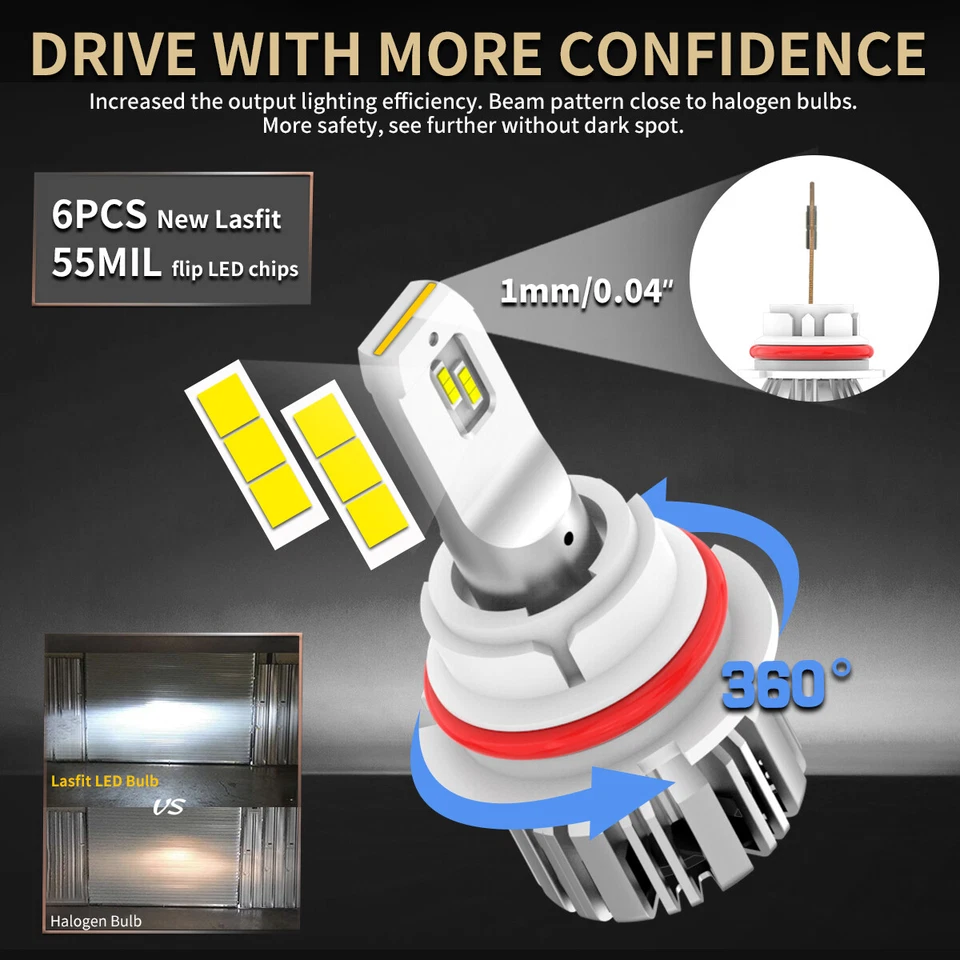 Bombilla de faro LED Lasfit 9007 para Ford Taurus 1992-2007 haz alto bajo Plug&Play Foto 2 de 4