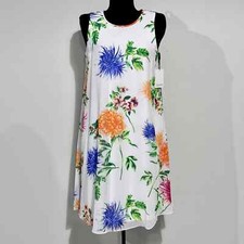 Calvin Klein NWT Elegant CREAM/LILAC Trapeze Floral Printed Chiffon Dress size 8