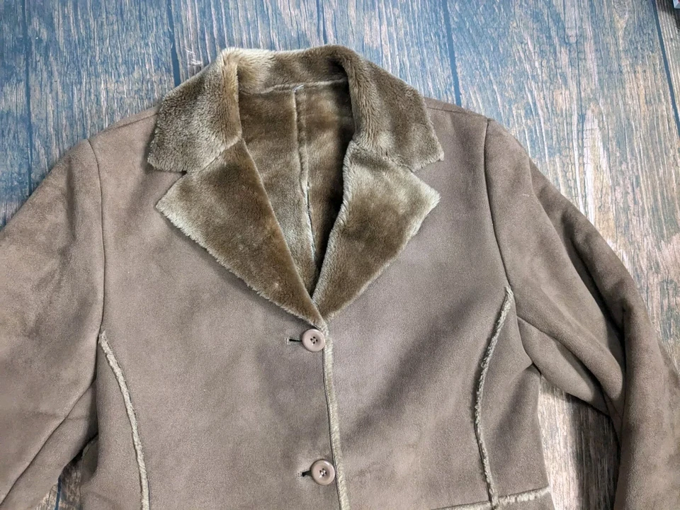 Abrigo de gamuza de piel sintética Penny Lane vintage talla S Marvin Richards recortado forrado Foto 2 de 4