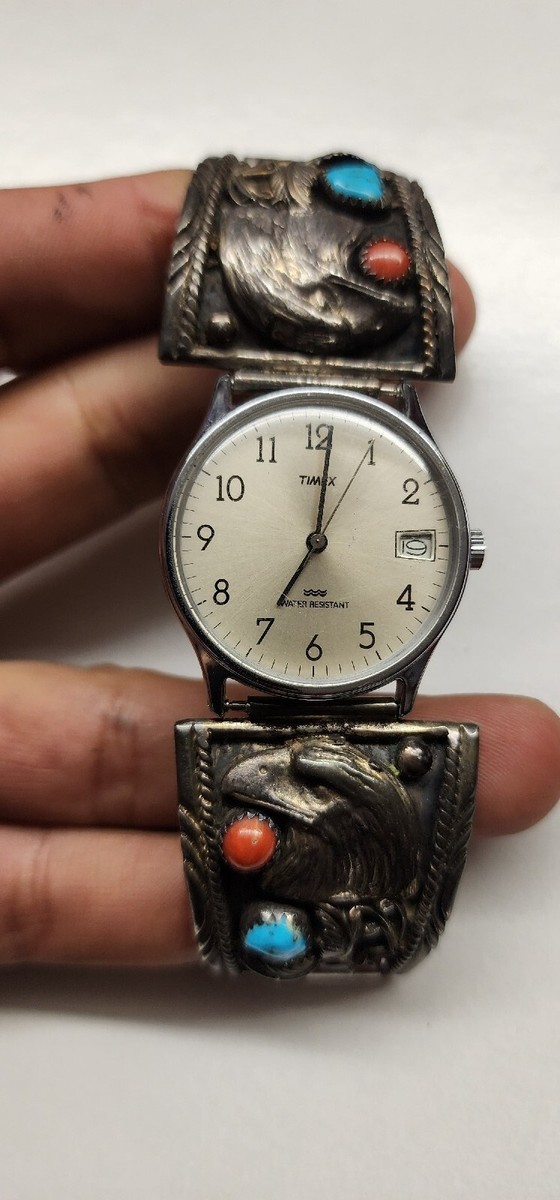 Vintage Native American Sterling Silver Watch Band Tips  display picture 3