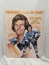 RARE SYL APPS PITTSBURGH PENGUINS SIGNED PENS HALL OF FAME POSTER NHL 