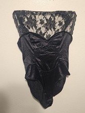 VTG Victoria's Secret Large Lace Backed Satin Second Skin Bodysuot Lingerie