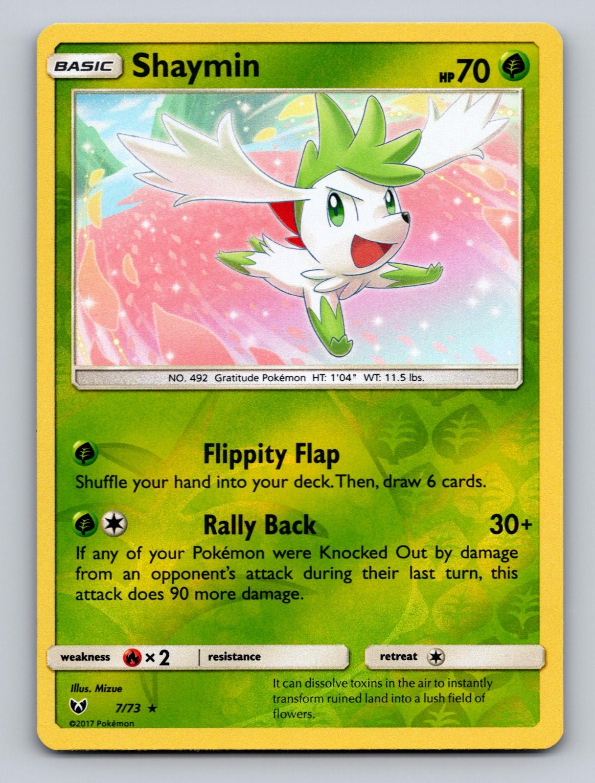 SHAYMIN 7/73 HOLO R SHINING LEGENDS POKEMON REVERSE HOLO NM