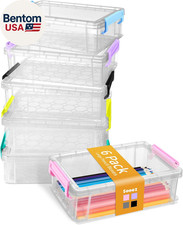6 Pack Extra Large Pencil Box, Plastic Hard Pencil Case Crayon Box Bulk, Clear M