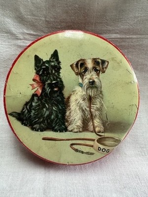 vintage candy tin made in Great Britan SCOTTIE SCOTTY FOX TERRIER 2 dogs