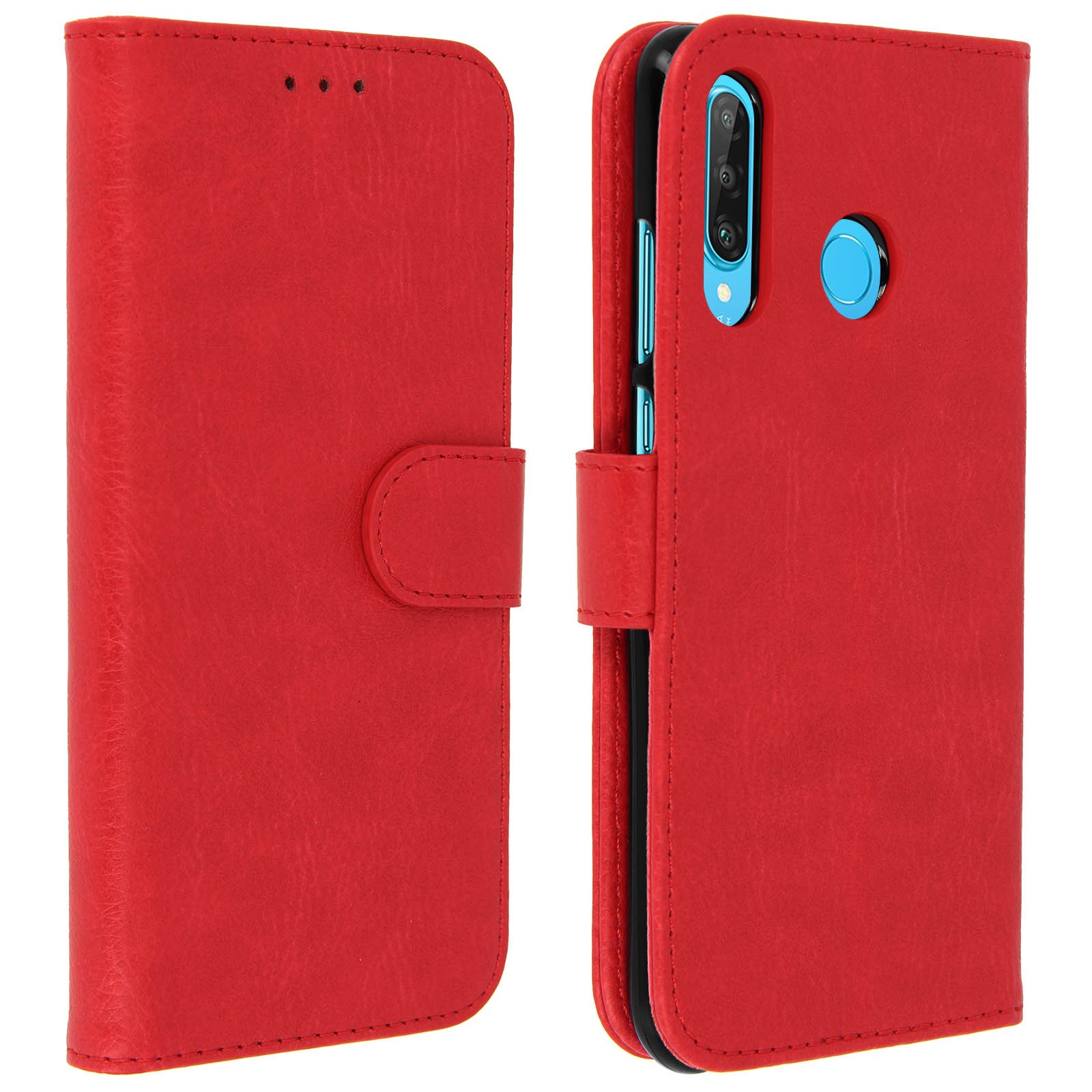 Housse Huawei P30 Lite rouge, portefeuille similicuir idéal pour vos sorties urbaines