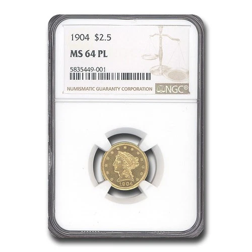 1904 $2.50 Liberty Gold Quarter Eagle MS-64 NGC (PL)