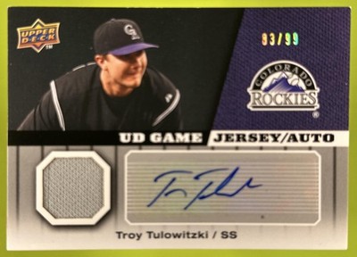 2009 Upper Deck Troy Tulowitzki #GJ-TT UD Game Jersey Auto /99 MEM Rockies