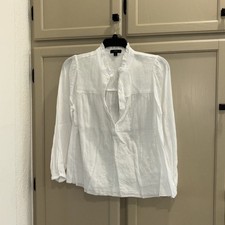 J.Crew Women's White Cotton Smocked Blouse Medium