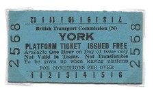 York BTC(N) Blue Card Free Platform Ticket British Rail