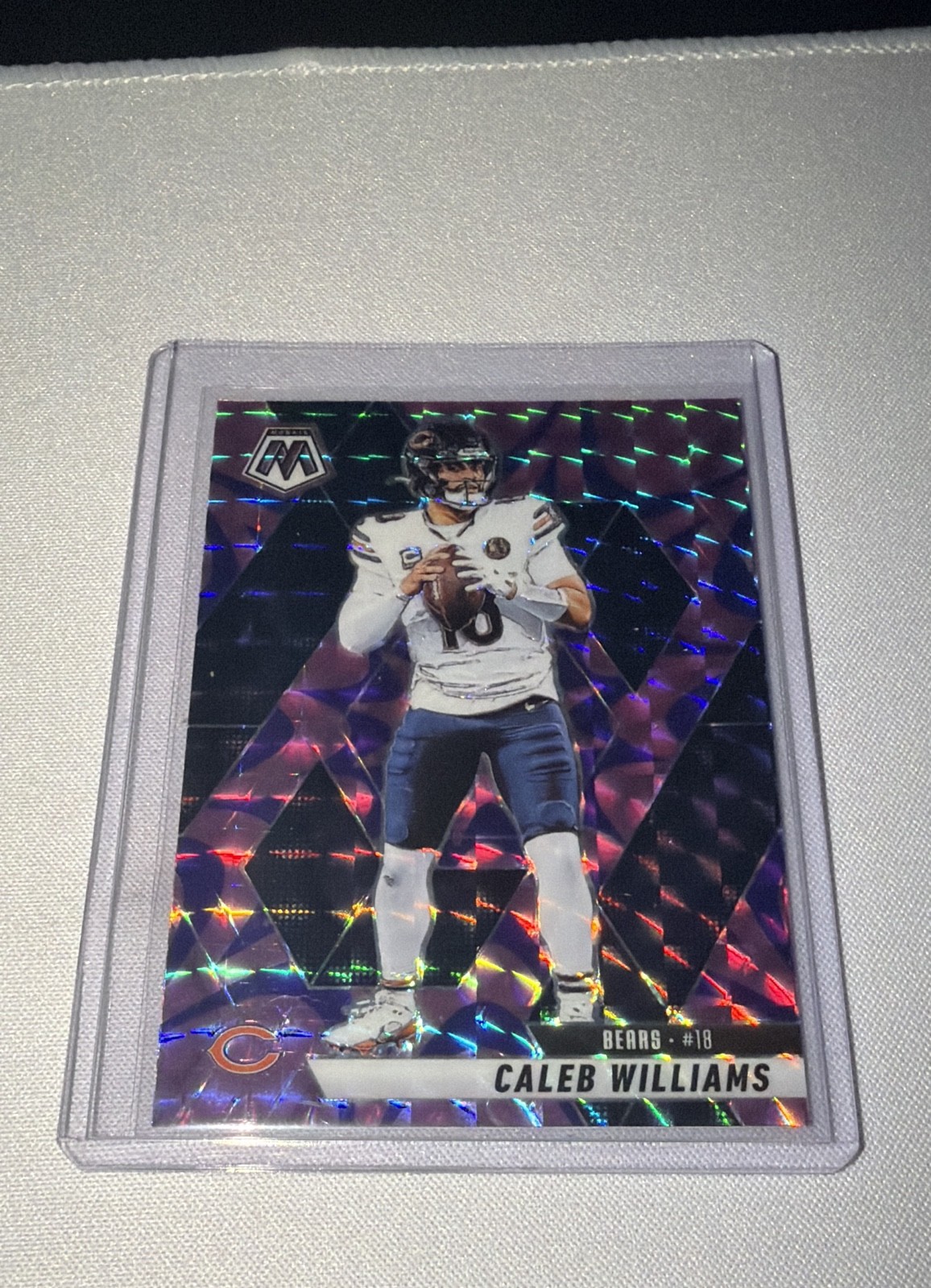 2025 Panini Mosaic - Caleb Williams #22 Reactive Purple Mosaic Prizm