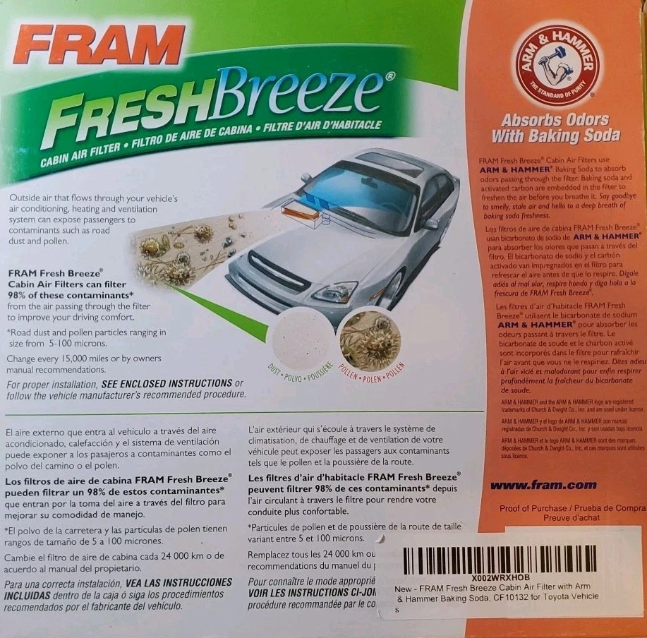 Filtro de aire FRAM MODELO CF10232 Foto 2 de 2