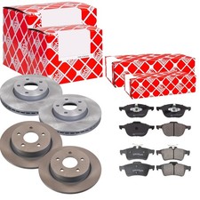 FEBI Bremsscheiben belüftet vorne+hinten+Bremsbeläge für Ford C-Max Focus II