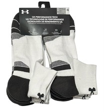 Under Armour Performance Tech 6-Pairs Men's Low Cut Socks XL 13-16 White/Gray