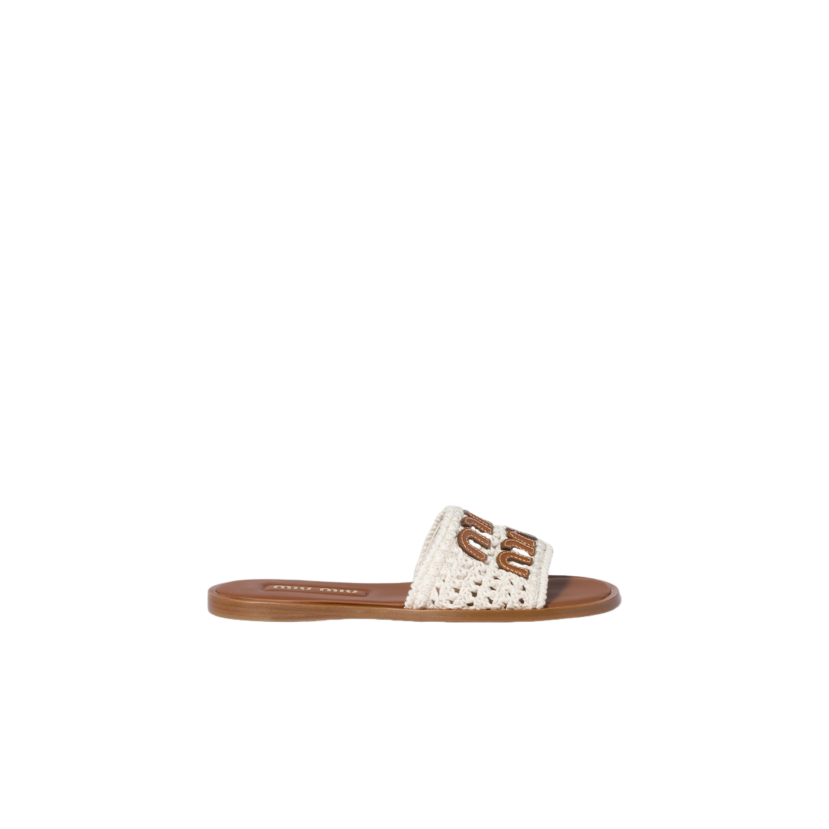 MIU MIU $1120 Ivory Crochet/Leather Slides New & Authentic | eBay
