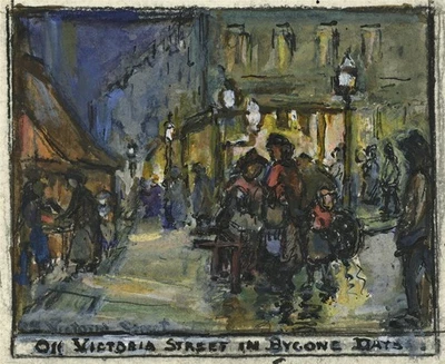 Gertrude Keeling Aquarell Gemälde Off Victoria Street In Bygone Days London - Bild 1 von 4