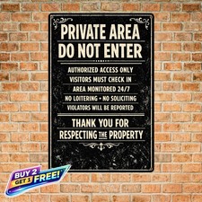 Funny No Trespassing Private Property 8x12 Metal Tin Sign Wall Decor