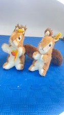Steiff Ricky Squirrel Plush Lot of 2 20cm Germany Button in Ear w/ Tags Vintage
