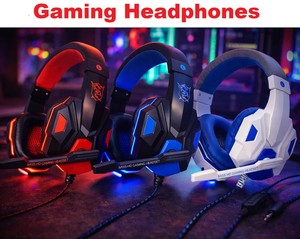 WIRED GAMING HEADSET HEADPHONES MICROPHONE LED PC LAPTOP PS4 PS5 XBOX ONE 3.5MM 