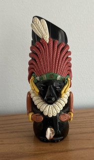 AZTEC MAYAN WARRIOR OBSIDIAN CARVED STATUE FIGURINE