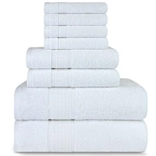 8-Piece Bath Towel Set, 4 Washcloths, 2 Bath Towels, and 2 Hand Towels, Premi...