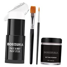 White Face Paint Stick  Setting Powder 2 White with Setting Powder  Brushes