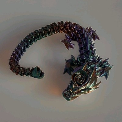 3D Printed Rose Dragon 13'' Long Iridescent 