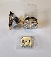 Aqua Brass 3202 Diana Tooth Brush  Tumbler Holder Chrome Gold Finish Glass Cup