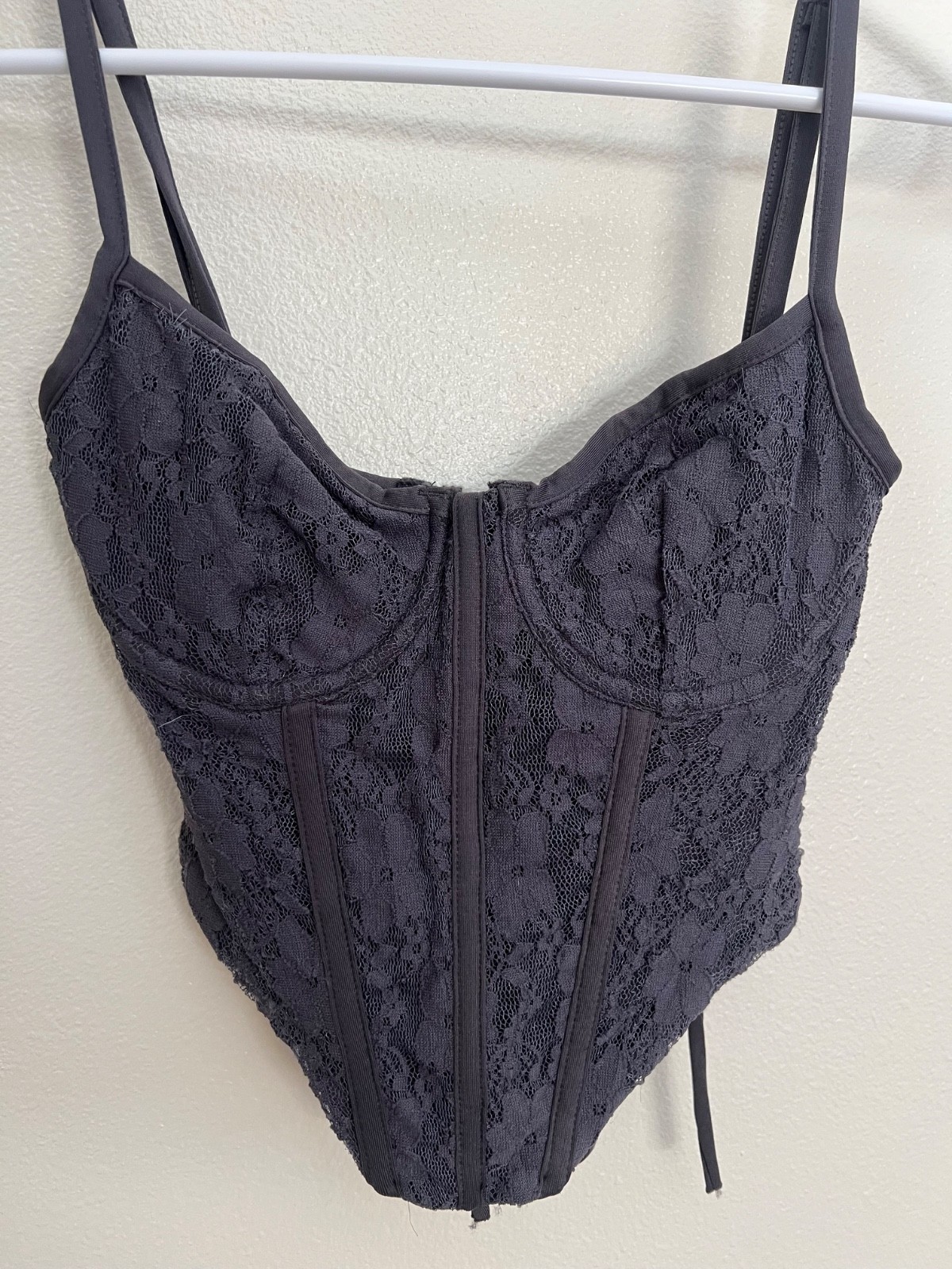 corset dark blue/grey tank top with lace up back size small-image