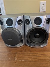 PHILIPS SPEAKER SET FWB P78/00 TESTED CLEAN 3-WAY DUAL BASS REFLEX READ