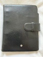 MONTBLANC System Notebook Cover Black Leather 6 Holes No Box Used