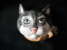 Vintage Babbacombe Pottery Cat String Dispenser & Scissor Holder See Description