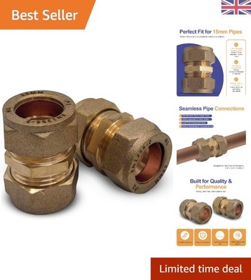 15 mm Messing Klemmkupplungen 2er Pack - WRAS zugelassen Sanitär Fittings