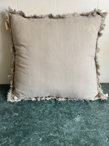 Devi Designs Plaid Throw Pillows Set of 2 Neutral Plaid Fringe Beige 20x20 Comfy - Picture 6 of 8