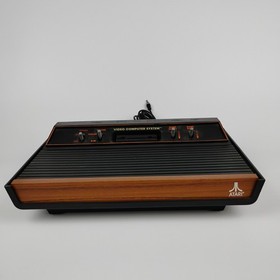 Atari 2600 Console Woody 4-Switch CX-2600 A Bundle Pac-Man Joystick Tested Works
